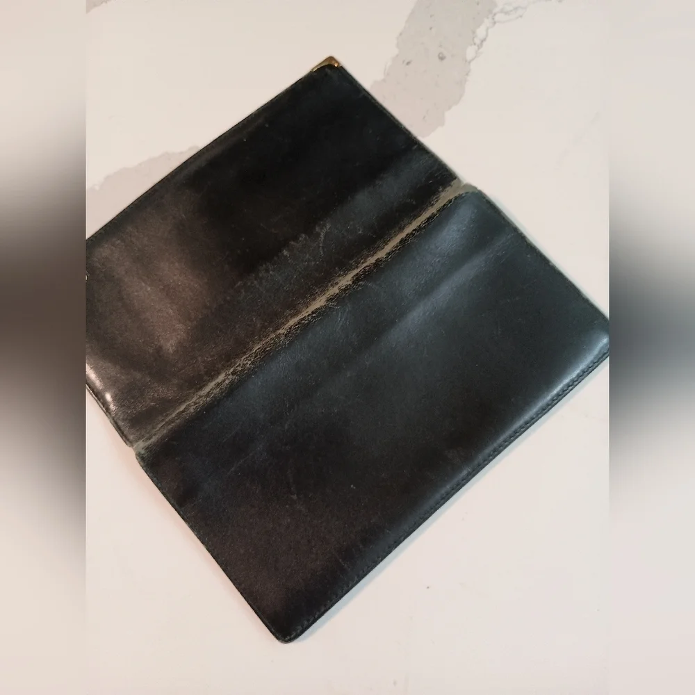 Dunhill Long Wallet Black Gold leather Mens Authentic